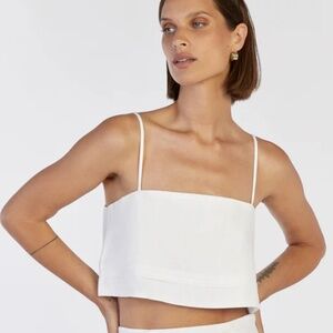 DISSH LAINIE WHITE LINEN CROP TOP SIZE 6